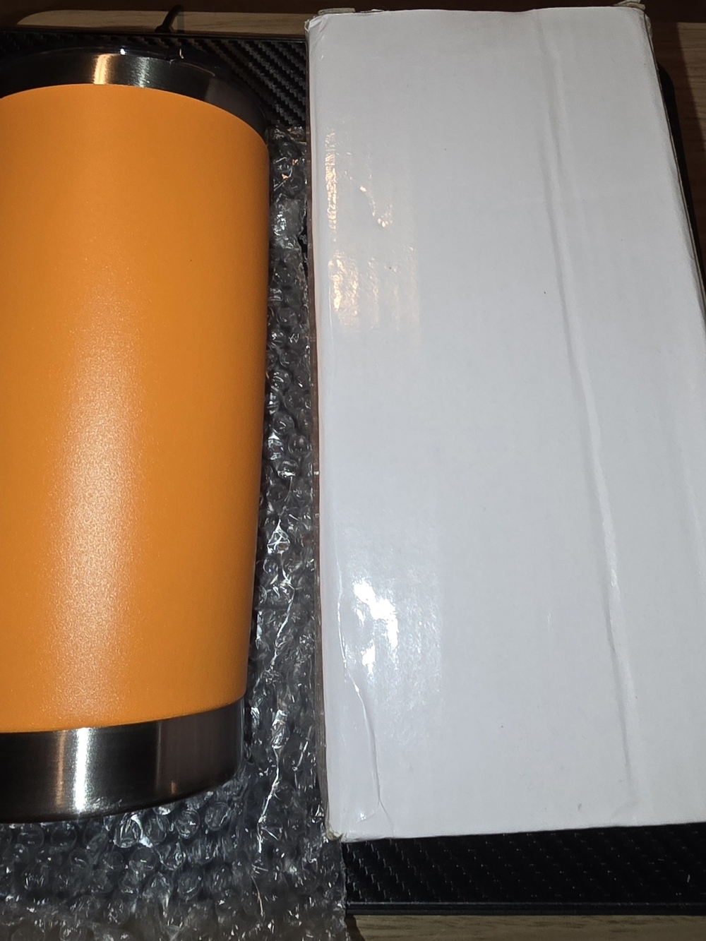 20oz Orange Tumbler with Stainless Steel Base and Box NWOT